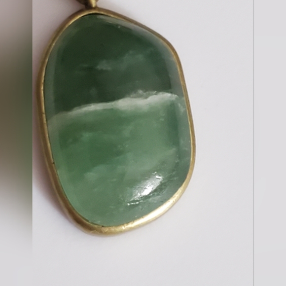 Jade hoop earrings natural stone gold bronze banana Republic? Vtg ? Exc conditio - Picture 6 of 16